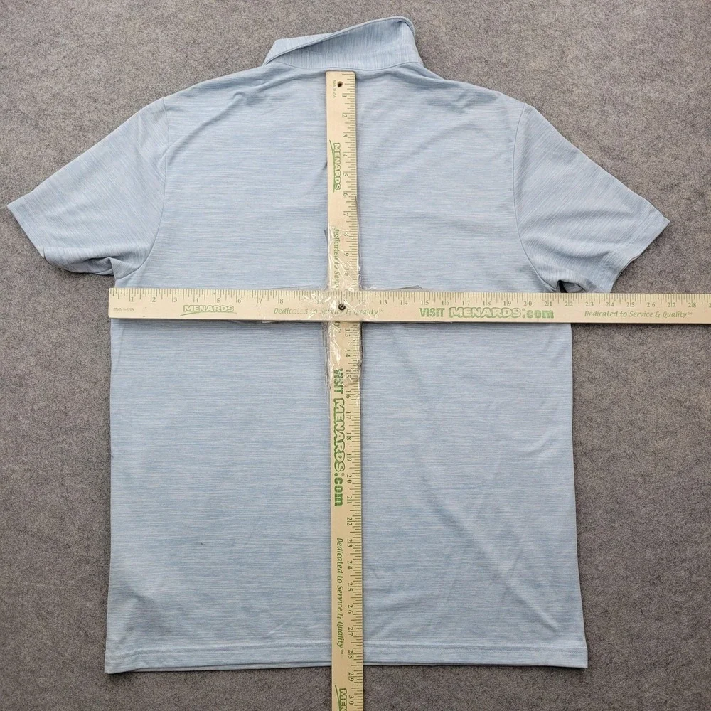 Adidas Polo Shirt Mens Large Blue Chest Stripe Golf Performance Lightweight Top